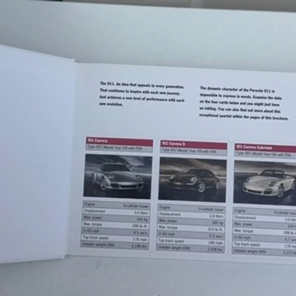 Porsche 911 Carrera Type 997 To The Core Hardcover Sales Brochure 2009 Book